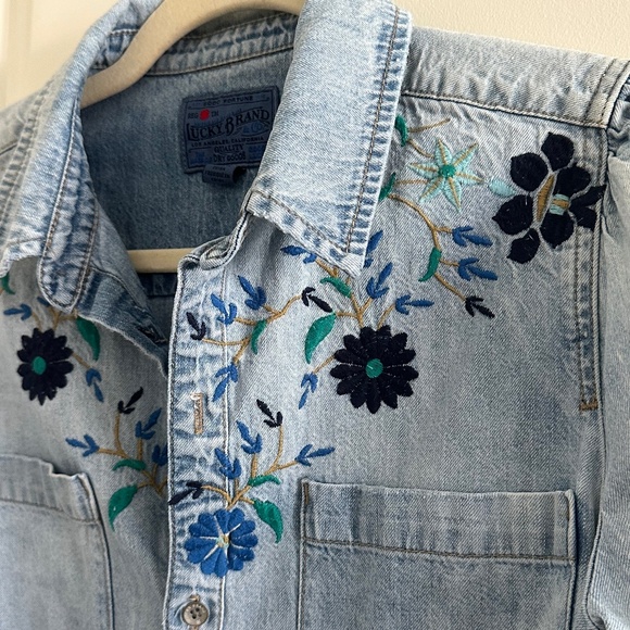Lucky Brand Embroidered Denim Shirt Size S - Picture 8 of 16
